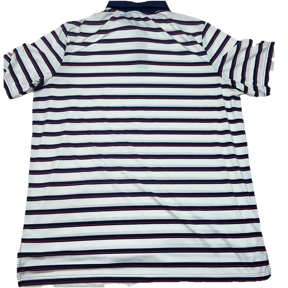 RLX Ralph Lauren Men's XL Dri Fit Polo, Wolf Creek, Stripes, Red/White/Blue‎